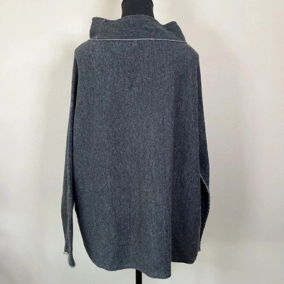 Eileen Fisher Womens Size Small Tunnel Neck Long Sleeve Heathered Grey Top - Picture 4 of 15